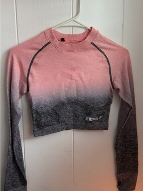 Gymshark Pink to Gray Ombre Long Sleeve Crop Top